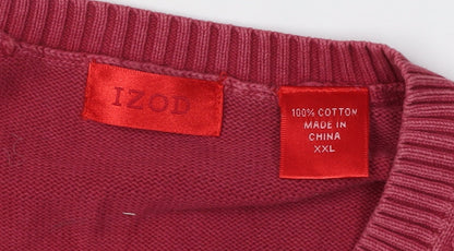 Izod Men's Red V-Neck Pullover Jumper, 2XL