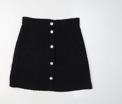H&M Women's Black Buttoned Pencil Skirt Size 10