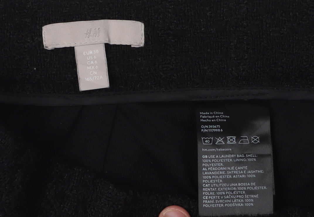 H&M Women's Black Buttoned Pencil Skirt Size 10