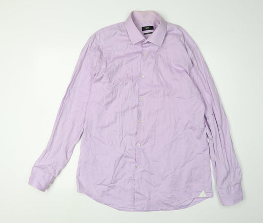 Mens UK Collar Size 16 HUGO BOSS Smart Purple  Dress Shirt