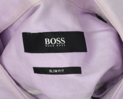 Mens UK Collar Size 16 HUGO BOSS Smart Purple  Dress Shirt