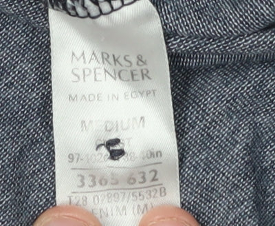 Marks and Spencer Men's Grey Polo, Medium, Short Sleeve