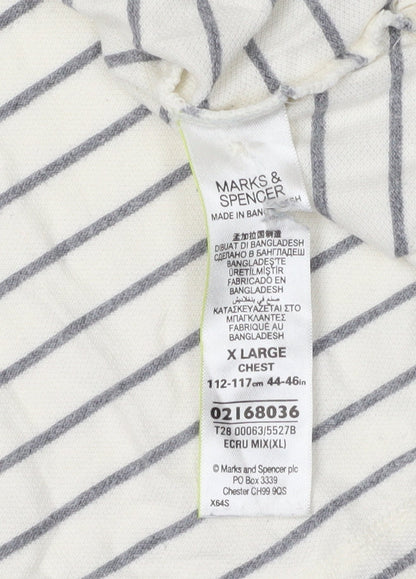 Marks and Spencer Men's White Striped Polo XL