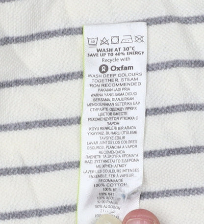 Marks and Spencer Men's White Striped Polo XL