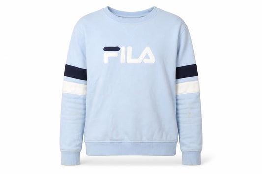 Front view of Fila Blue unisex adults m logo sweatshirt