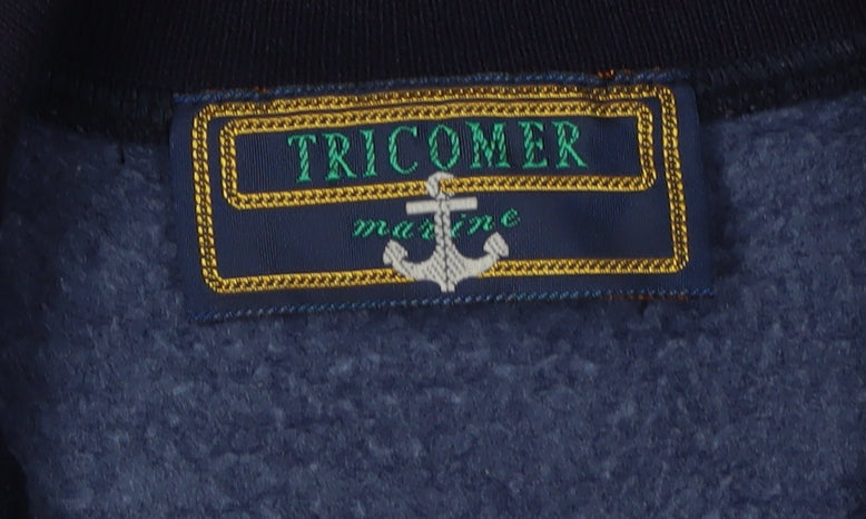 Tricomer Men's Blue Nautical Long Sleeve Polo L