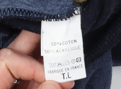 Tricomer Men's Blue Nautical Long Sleeve Polo L