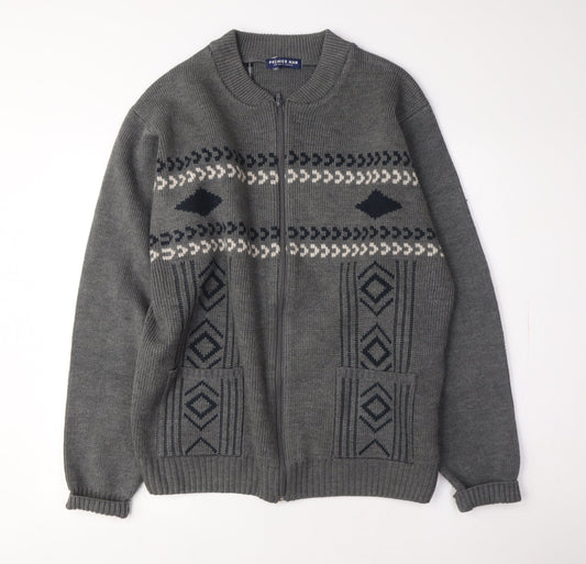Premier Man Grey Full Zip XL Knit Jumper for Men