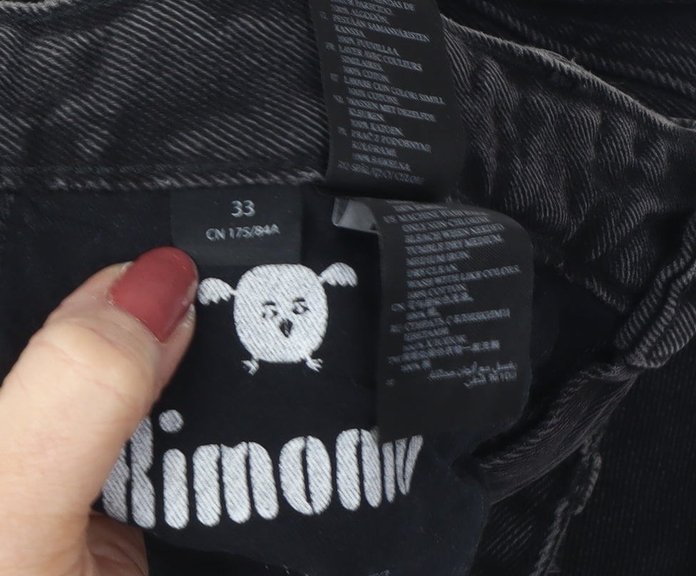 Black Men's Regular Fit Straight Jeans Size 33