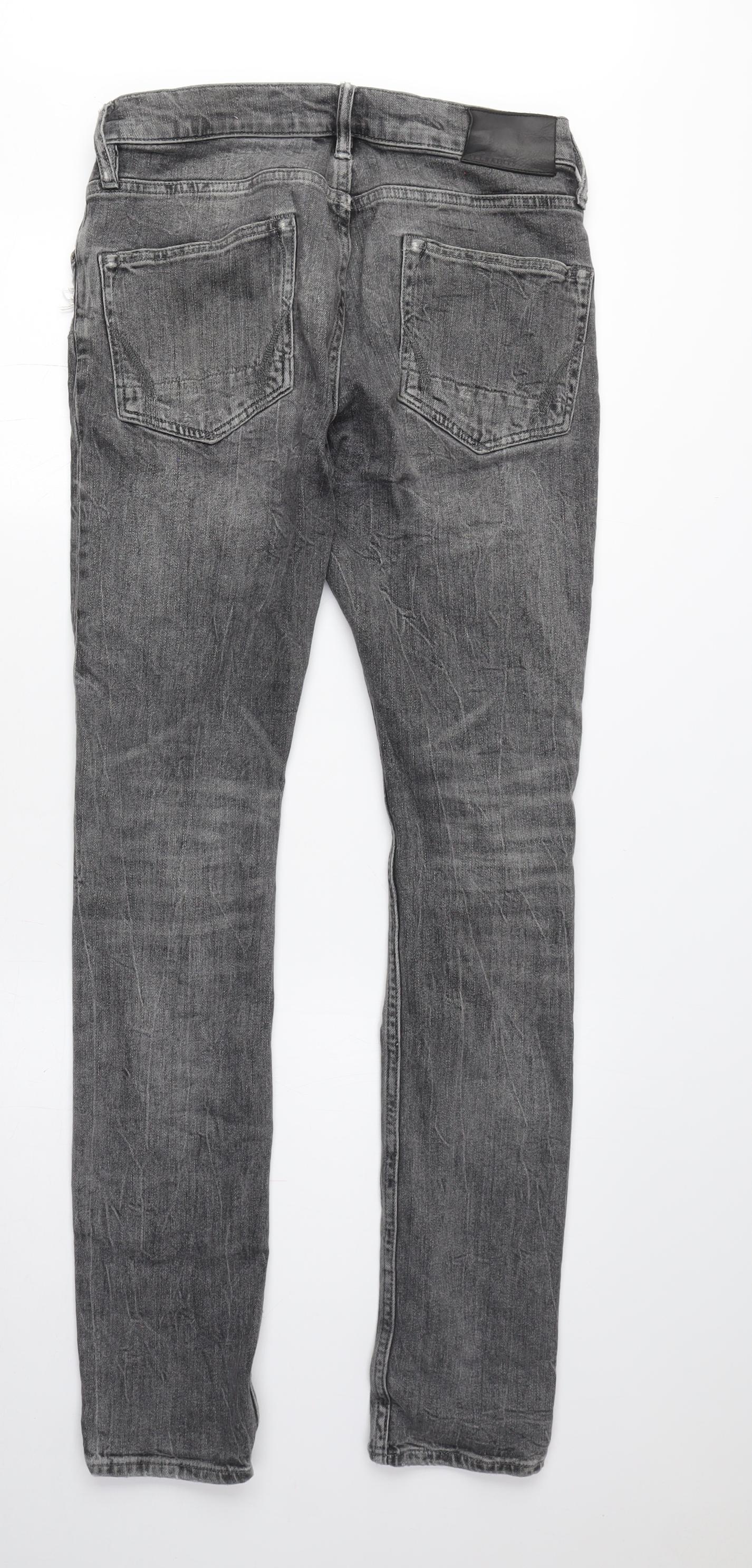 AllSaints Men's Grey Skinny Jeans, Size 28, Distressed