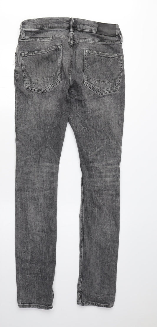 AllSaints Men's Grey Skinny Jeans, Size 28, Distressed