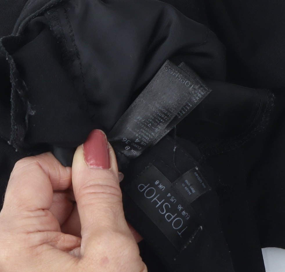 Womens UK Size 8 Topshop Regular Fit Straight Black Trousers