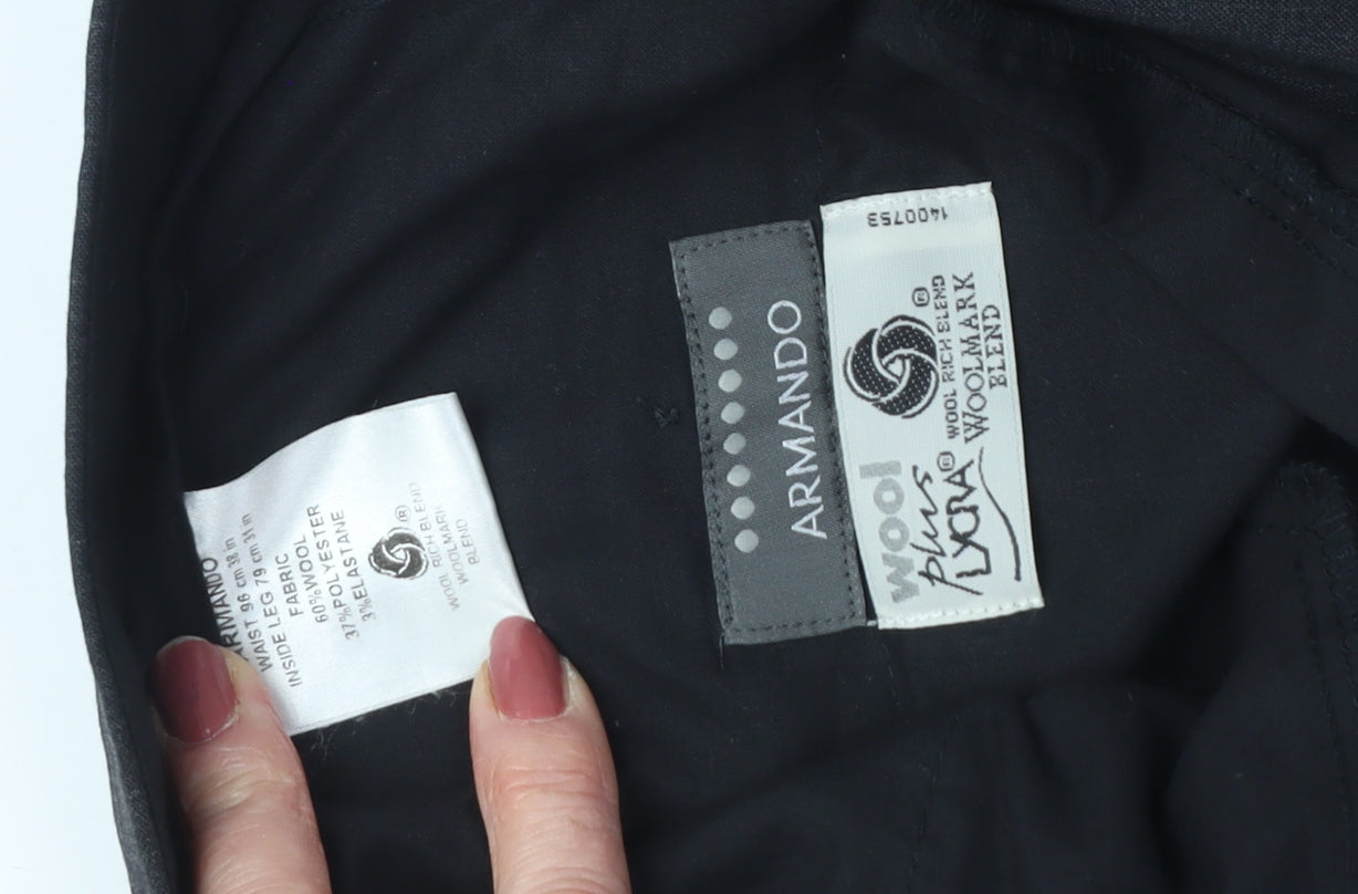 Armando Men's Black Check Dress Pants, Size M