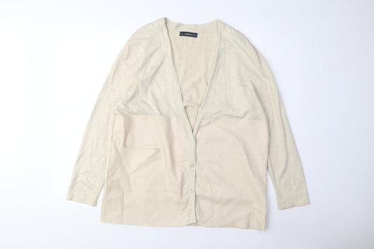 Womens UK Size S Zara Beige Cardigan Jumper