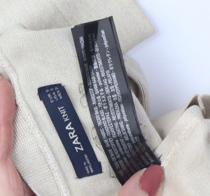 Womens UK Size S Zara Beige Cardigan Jumper