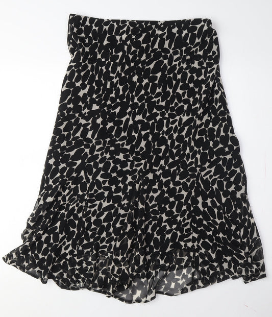 Marks and Spencer Women's Black Animal Print A-Line Skirt