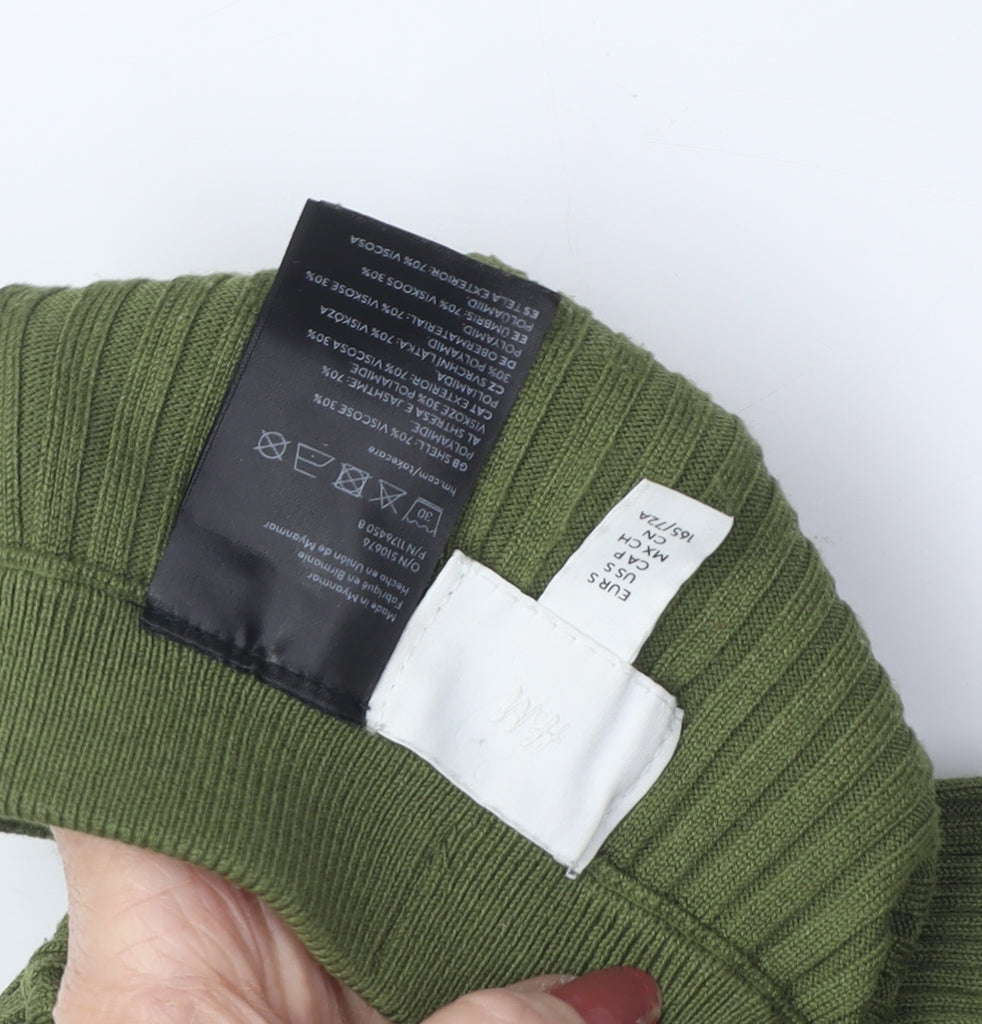 H&M Women's Green Straight Long Skirt, M, Elastic Waist