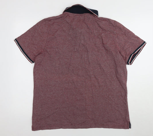 Maine Men's Red Polo Shirt Size L Cotton Casual