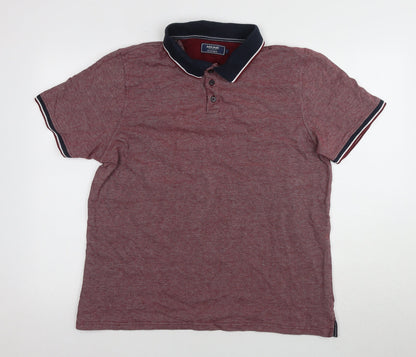 Maine Men's Red Polo Shirt Size L Cotton Casual