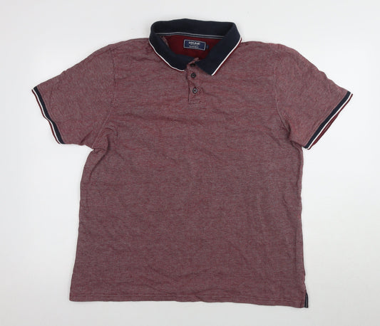 Maine Men's Red Polo Shirt Size L Cotton Casual