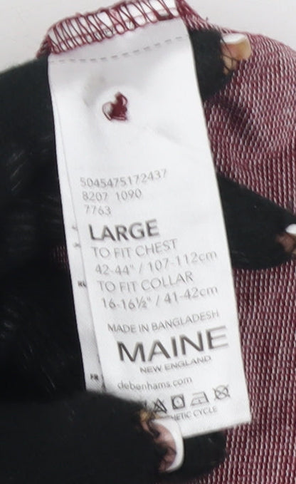 Maine Men's Red Polo Shirt Size L Cotton Casual