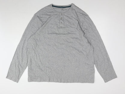 Marks and Spencer Men's Grey Henley 2XL T-Shirt, Casual Style