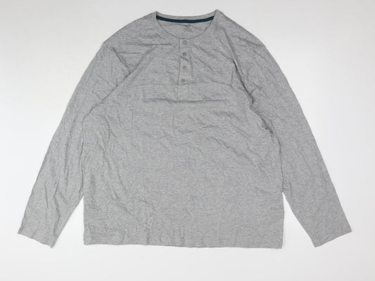 Marks and Spencer Men's Grey Henley 2XL T-Shirt, Casual Style