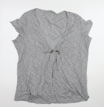 Per Una Women's Grey V-Neck Sequin T-Shirt