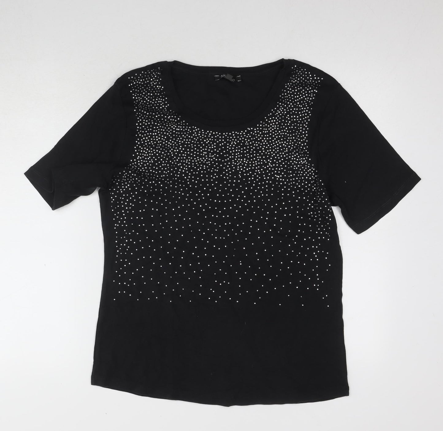Adagio Black Rhinestone Women's T-Shirt Size 14