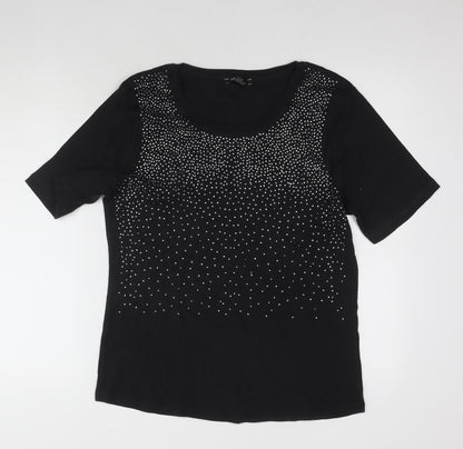 Adagio Black Rhinestone Women's T-Shirt Size 14