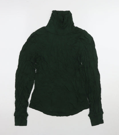 Marks and Spencer Unisex Green Roll Neck T-Shirt