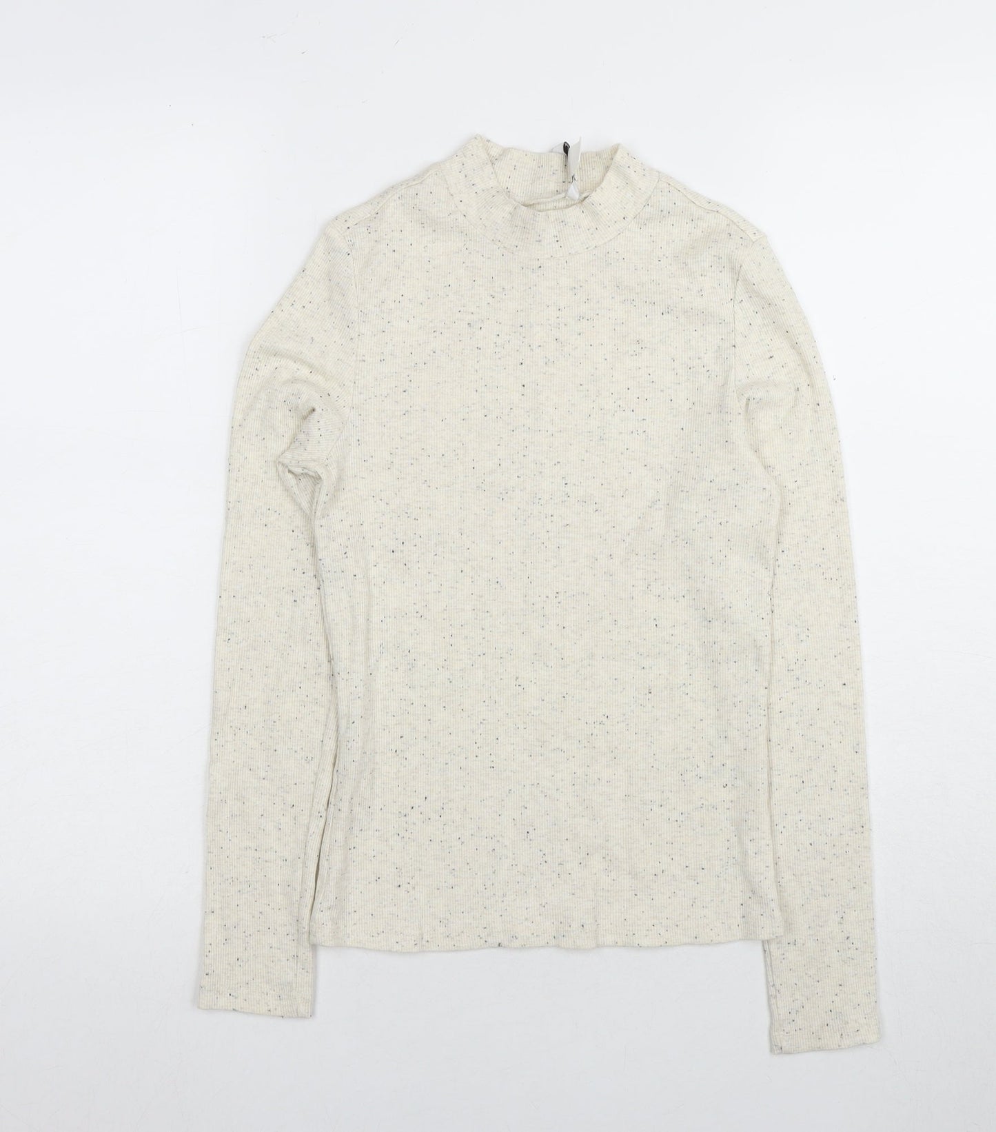 Monki Beige Long Sleeve Mock Neck T-Shirt S