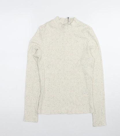 Monki Beige Long Sleeve Mock Neck T-Shirt S