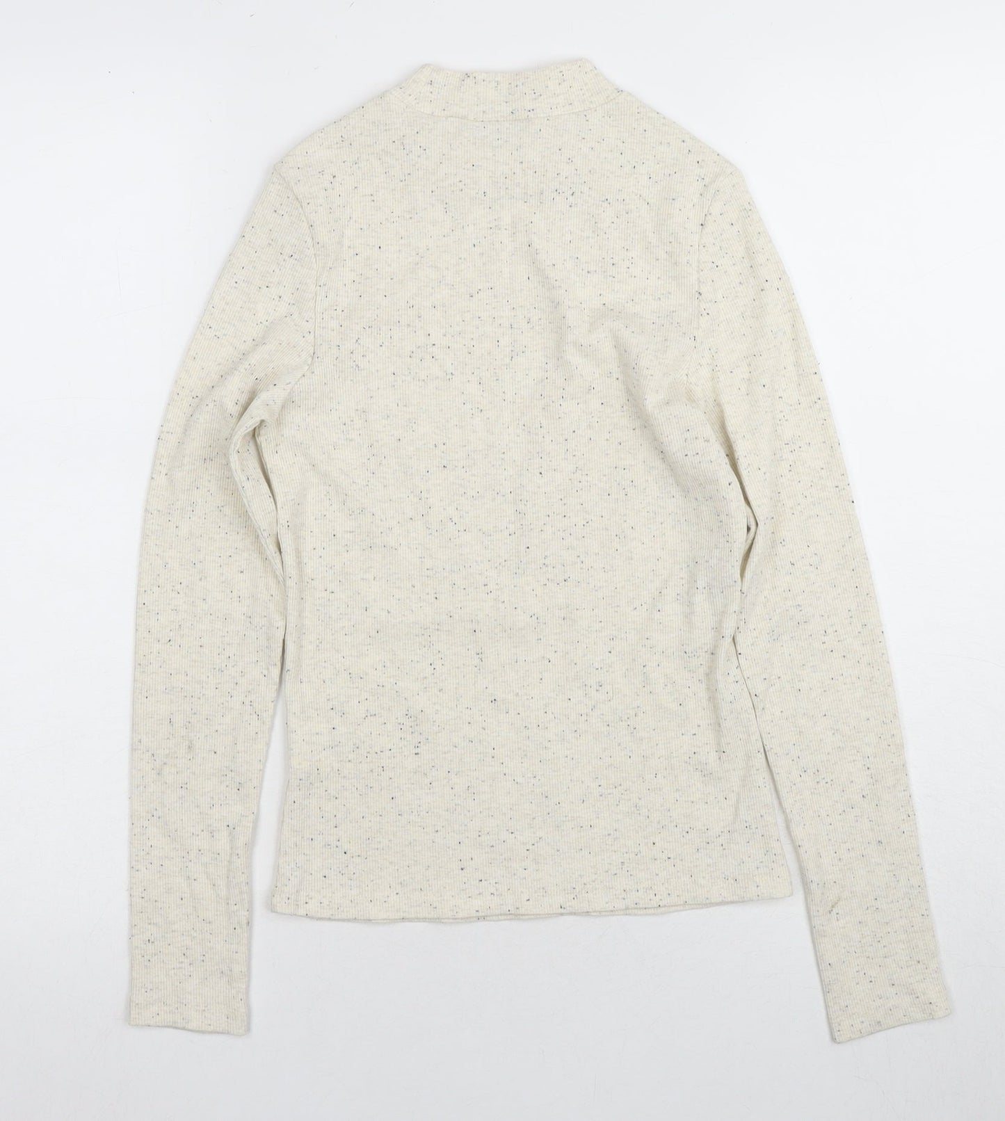Monki Beige Long Sleeve Mock Neck T-Shirt S