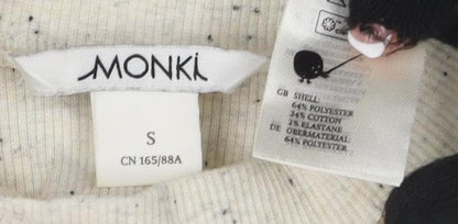 Monki Beige Long Sleeve Mock Neck T-Shirt S
