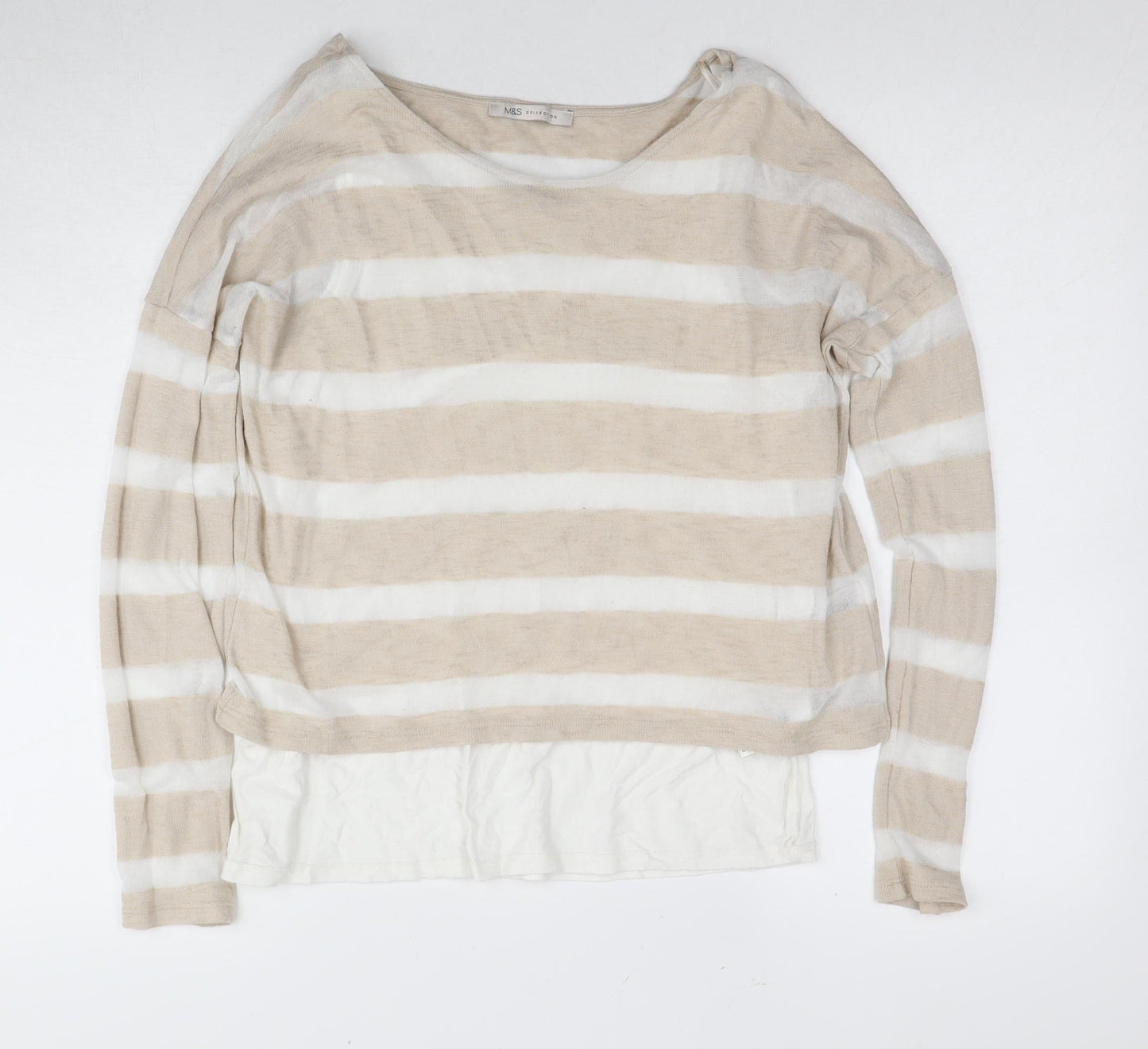 Womens UK Size 12 Marks and Spencer Beige Basic T-Shirt