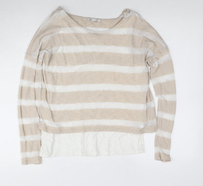 Womens UK Size 12 Marks and Spencer Beige Basic T-Shirt