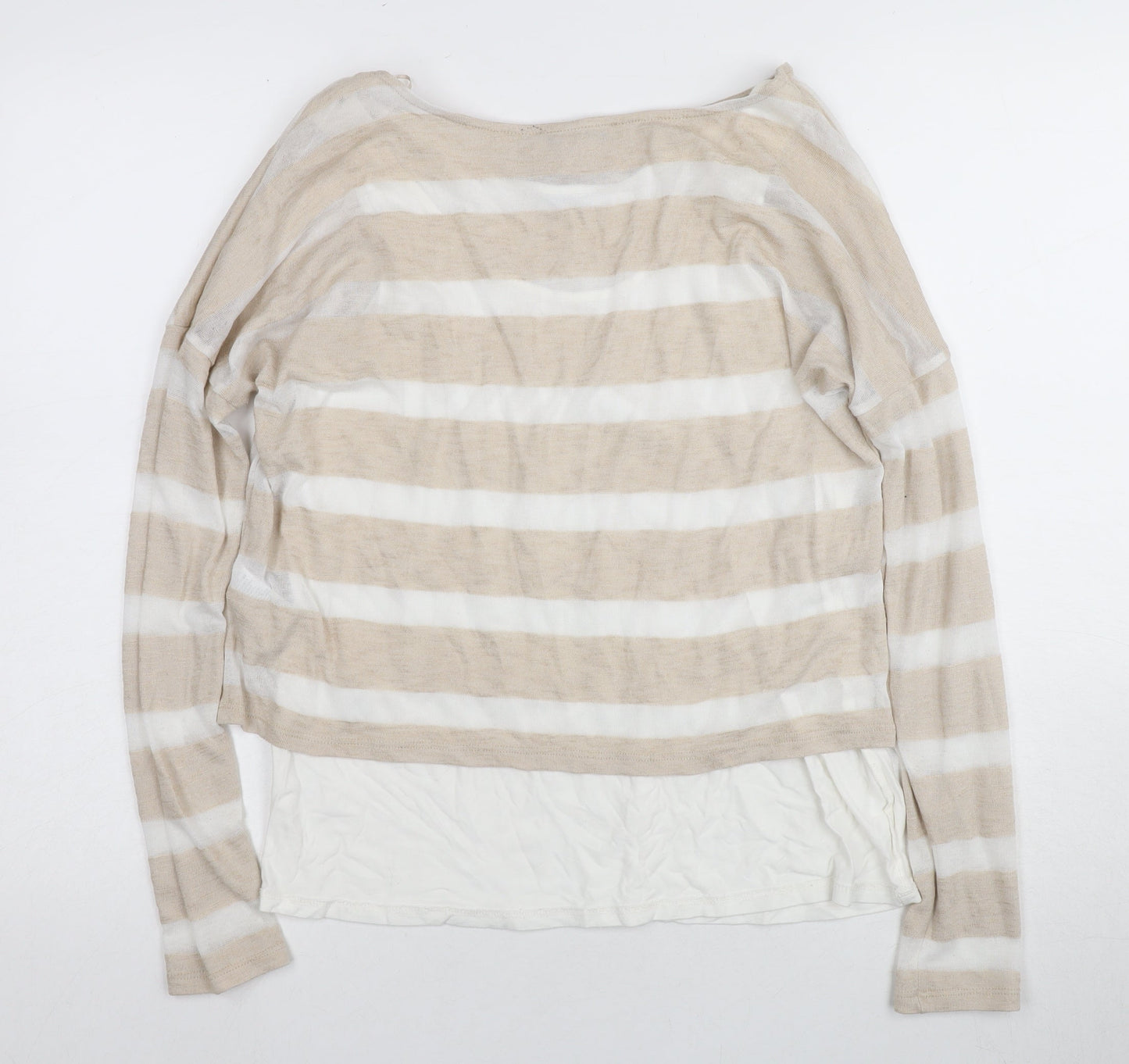 Womens UK Size 12 Marks and Spencer Beige Basic T-Shirt