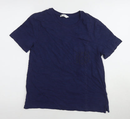 Marks and Spencer Women's Blue Cotton T-Shirt S