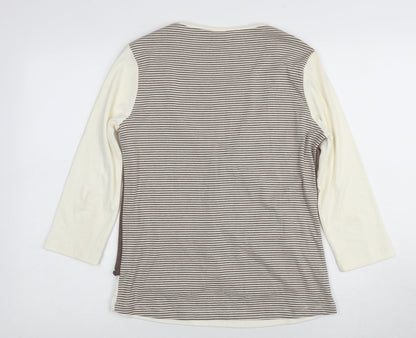 M&Co Women's Brown Striped Tunic Blouse M