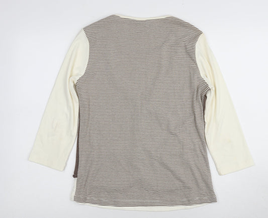 M&Co Women's Brown Striped Tunic Blouse M