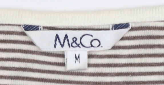 M&Co Women's Brown Striped Tunic Blouse M