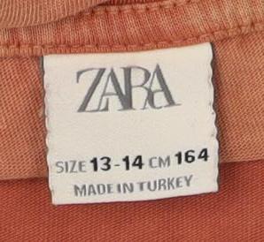 Zara Girls Orange Long Sleeve Bear Graphic T-Shirt 13-14 Years