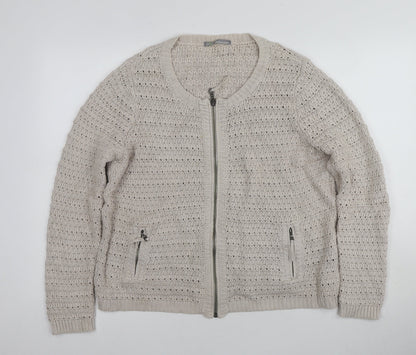 Womens UK Size 16 Marks and Spencer Beige Full Zip Jumper