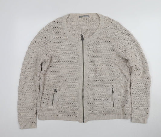 Womens UK Size 16 Marks and Spencer Beige Full Zip Jumper