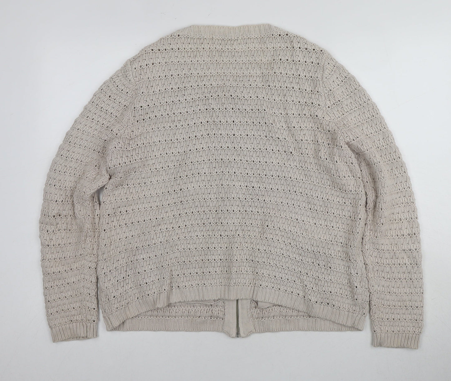 Womens UK Size 16 Marks and Spencer Beige Full Zip Jumper