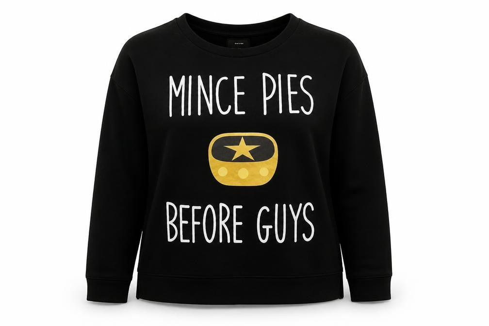 Front view of Only Women's Black Graphic Long Sleeve T-Shirt - L