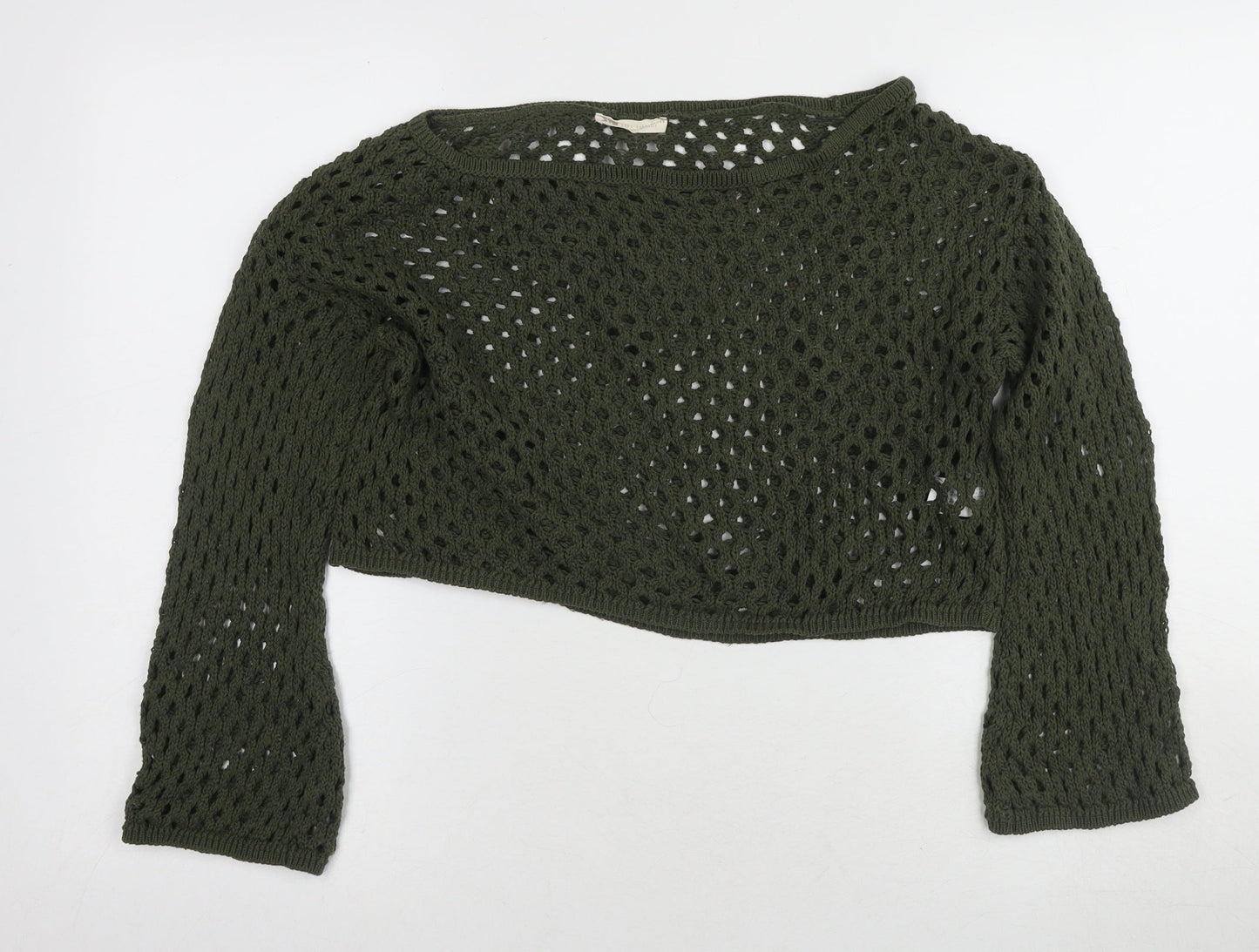 STR Green Knit Pullover Jumper Women Boat Neck Size L