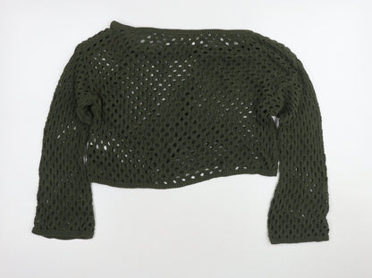 STR Green Knit Pullover Jumper Women Boat Neck Size L