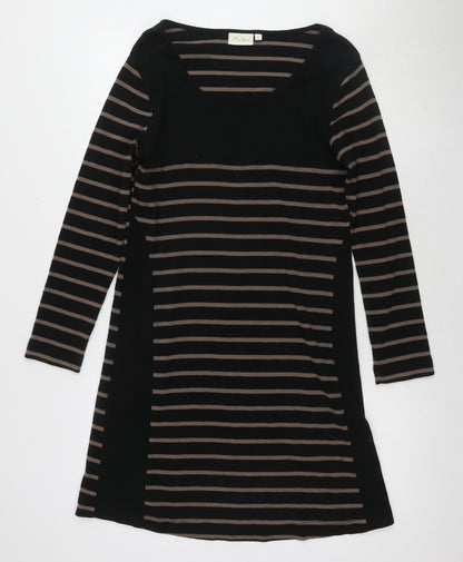 Adini Women's Black Striped Shift Dress M Casual